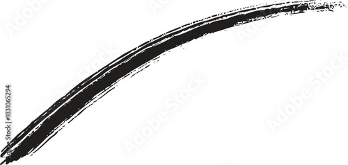 Black Grunge Brush Stroke Curve on White Background