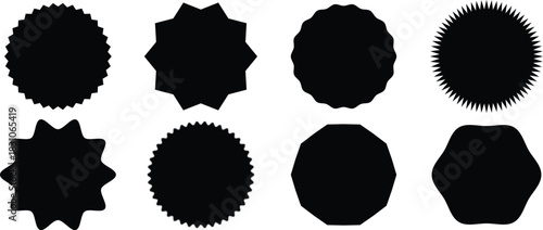 Collection of Black Starburst and Jagged Circle Shapes