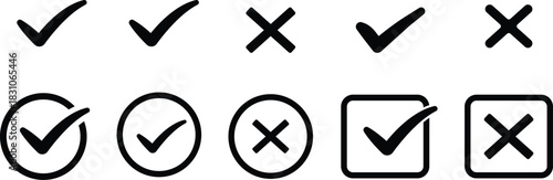 Checkmark and Cross Icons Set check mark tick