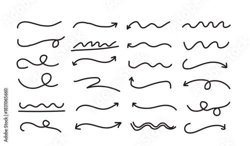Collection of Hand Drawn Wavy and Arrow Lines wavy line