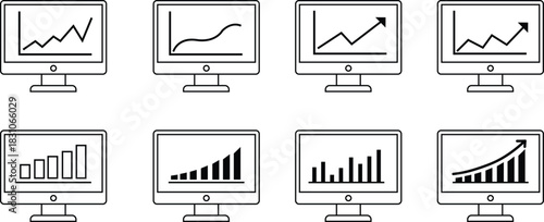 Computer Monitors with Business Charts screen