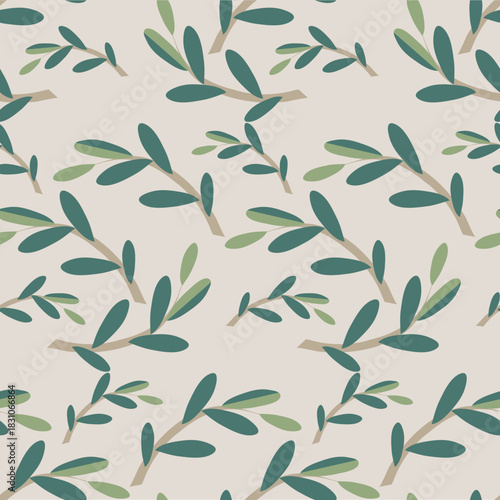 Olive branch seamless pattern for fabric print, for bed linen stock vector illustration 