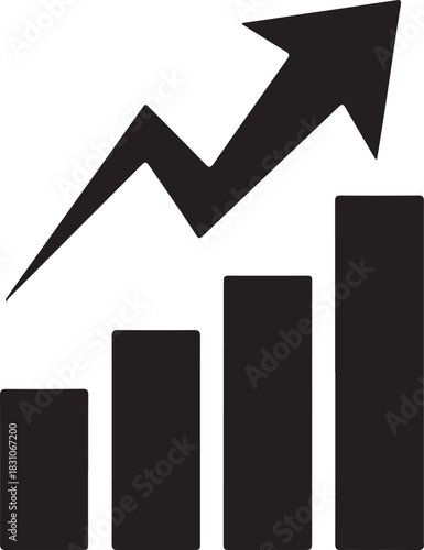 Growing graph icon. Growth success arrow icon. Business chart with arrow .  Profit growing symbol.  Growth chart collection.  Progress bar. Growing bar chart icon vector.