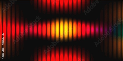 Abstract black and red vector background with bright glowing digital wave lines and equalizer pattern design