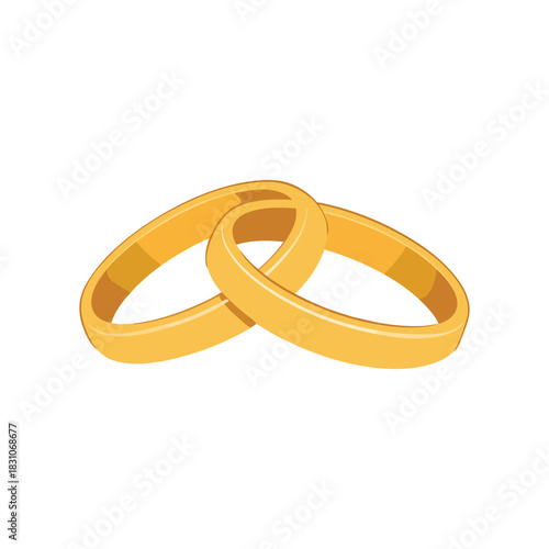 Interlocking Wedding Rings Silhouette Solid Shape Icon - Marriage Vow Vector