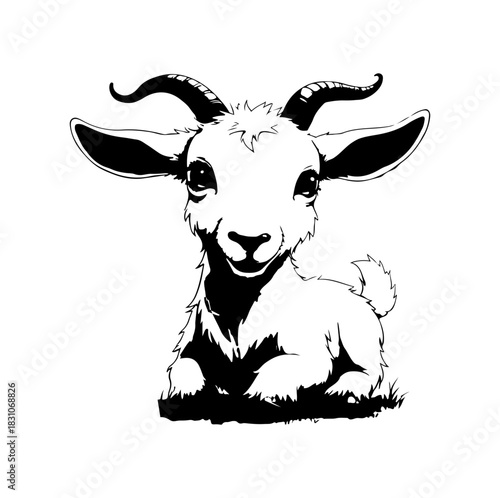 goat on a white background