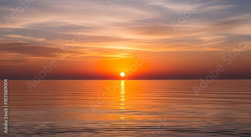 Ocean sunset horizon water sky clouds seascape twilight scenic nature evening light reflection