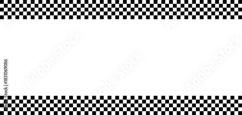 Racing checkered frame with classic black and white pattern. Perfect border for motorsport designs, finish line graphics, vintage car posters, and retro speed themed layouts.