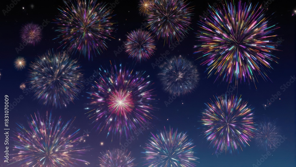Fototapeta premium Vibrant Fireworks Display Illuminating the Night Sky.