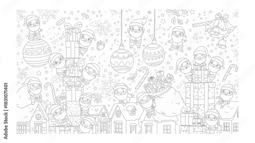 Obraz premium Festive Illustration: A charming, hand-drawn illustration captures the essence of winter holiday cheer.