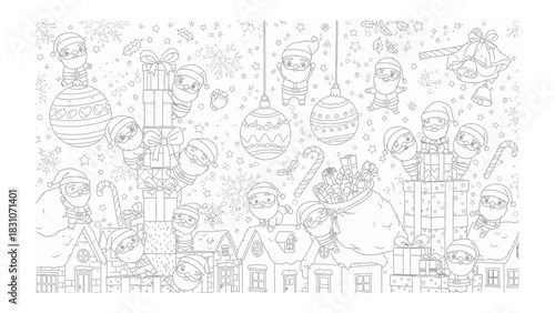Festive Illustration: A charming, hand-drawn illustration captures the essence of winter holiday cheer.