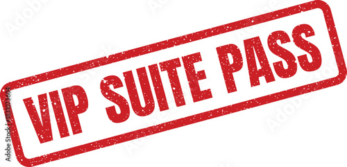 A distressed rectangular rubber stamp mark displaying VIP suite pass for exclusive event access and premium venue entry