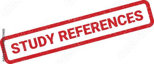 A grunge effect rectangular stamp showcasing the phrase STUDY REFERENCES in a distinctive uppercase typeface for official documents