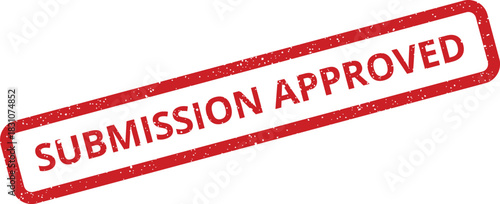 A grunge textured rubber stamp displays the text SUBMISSION APPROVED signifying final official validation