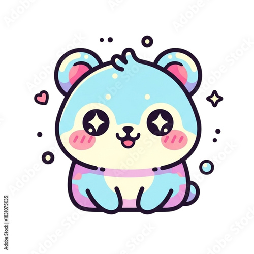 Adorable cartoon bear brings joy and kawaii charm, perfect for children's designs, stickers, and social media content with its cute aesthetic