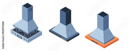 Isometric range hoods: modern kitchen ventilation designs