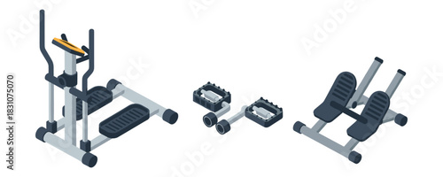Vector illustration of home fitness equipment: elliptical and stepper machines