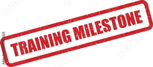 A rectangular distressed stamp icon with prominent text marking a significant training milestone achieved through dedicated educational effort