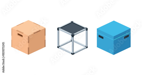 Wooden, metal, and cardboard boxes: variety in storage solutions