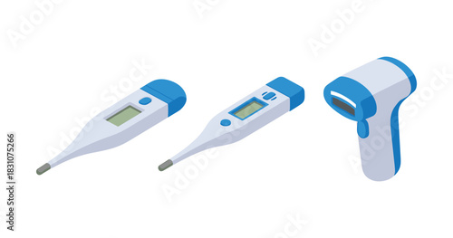 Digital thermometers collection: contact and contactless designs