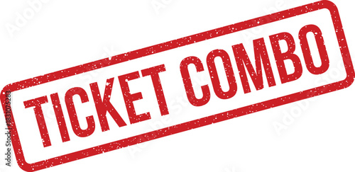 A rectangular grunge rubber stamp vector presenting the words TICKET COMBO for special offers or bundled product selections