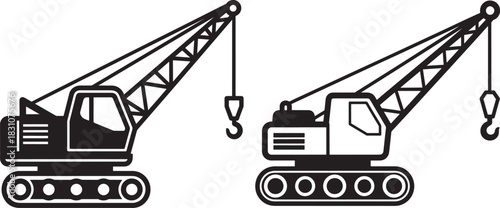 Two construction crane silhouettes