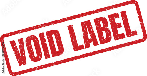 A rectangular textured stamp with the prominent lettering VOID LABEL signifying an invalidated or cancelled item marking