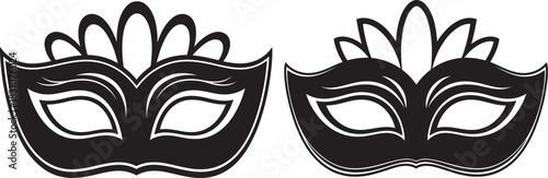 Two venetian masquerade masks silhouette