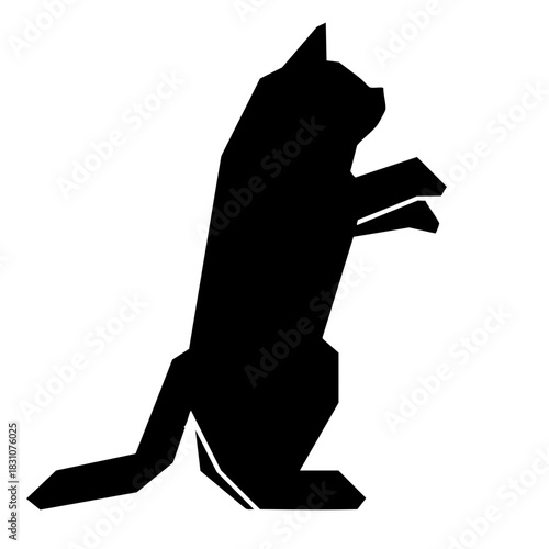 An angled vector graphic of a kitty/cat standing up in a playful pose