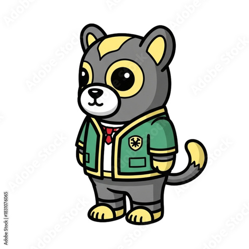 Charming cartoon cat character wearing a suit, ready for business or playful design projects, ideal for brands seeking a fun, approachable mascot, cool