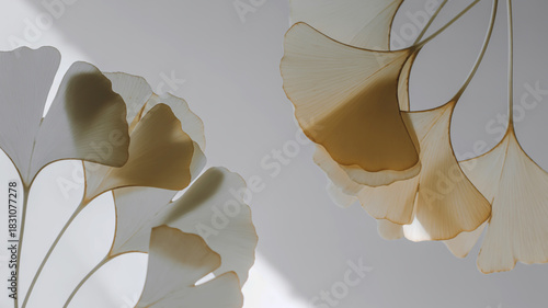 Abstract stained glass design with soft light and shadow play