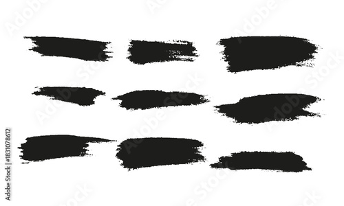 Hand-Painted Black Brush Strokes Collection, Abstract black brush strokes with hand-painted texture