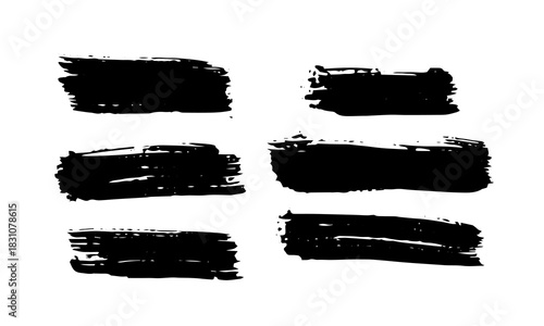 Hand-Painted Black Brush Strokes Collection, Abstract black brush strokes with hand-painted texture