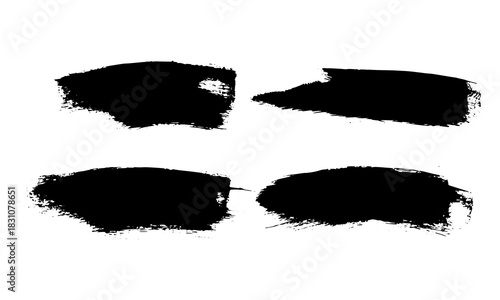 Hand-Painted Black Brush Strokes Collection, Abstract black brush strokes with hand-painted texture