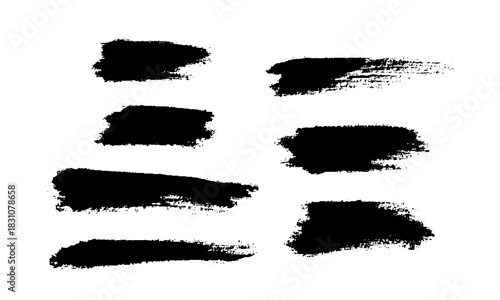 Hand-Painted Black Brush Strokes Collection, Abstract black brush strokes with hand-painted texture