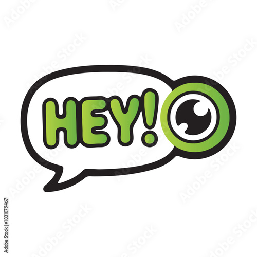 Green hey speech bubble with eye icon