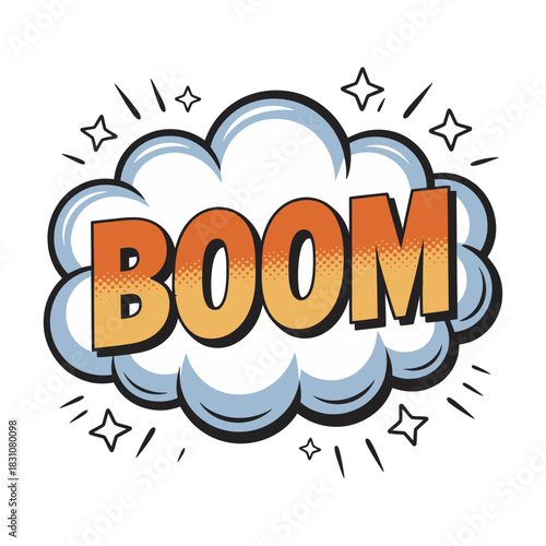Comic book style boom explosion sound effect cloud