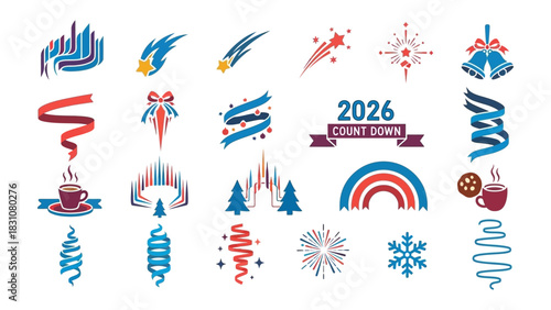 Festive Graphics Set: An assortment of colorful graphics, each a unique symbol of celebration, perfect for adding a touch of joy and vibrancy to festive designs.