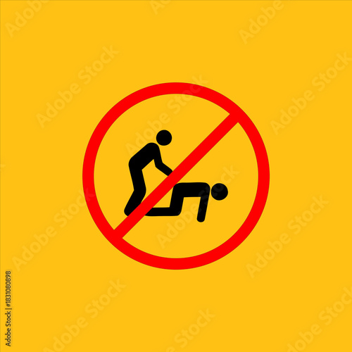 No Sex Allowed Sign with Two Figures in Red Circle.