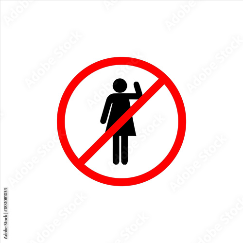 No women allowed sign, female exclusion symbol, gender restriction icon.