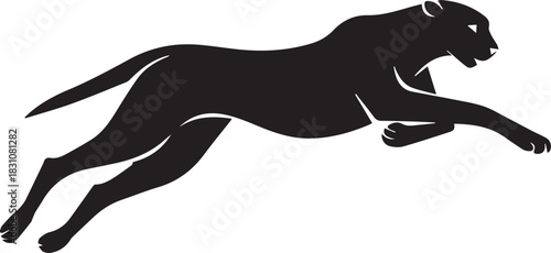 Running Cheetah Silhouette – Fast Leaping Wild Cat Vector Logo