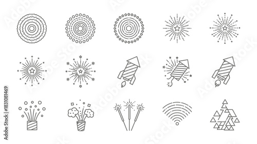Fireworks and Celebratory Icons: A collection of meticulously drawn fireworks and celebratory icons, capturing the energy and spirit of joyous events, creating a visual symphony of celebration.
