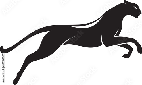 Running Cheetah Silhouette – Fast Leaping Wild Cat Vector Logo