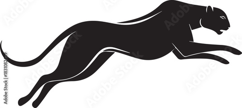 Running Cheetah Silhouette – Fast Leaping Wild Cat Vector Logo