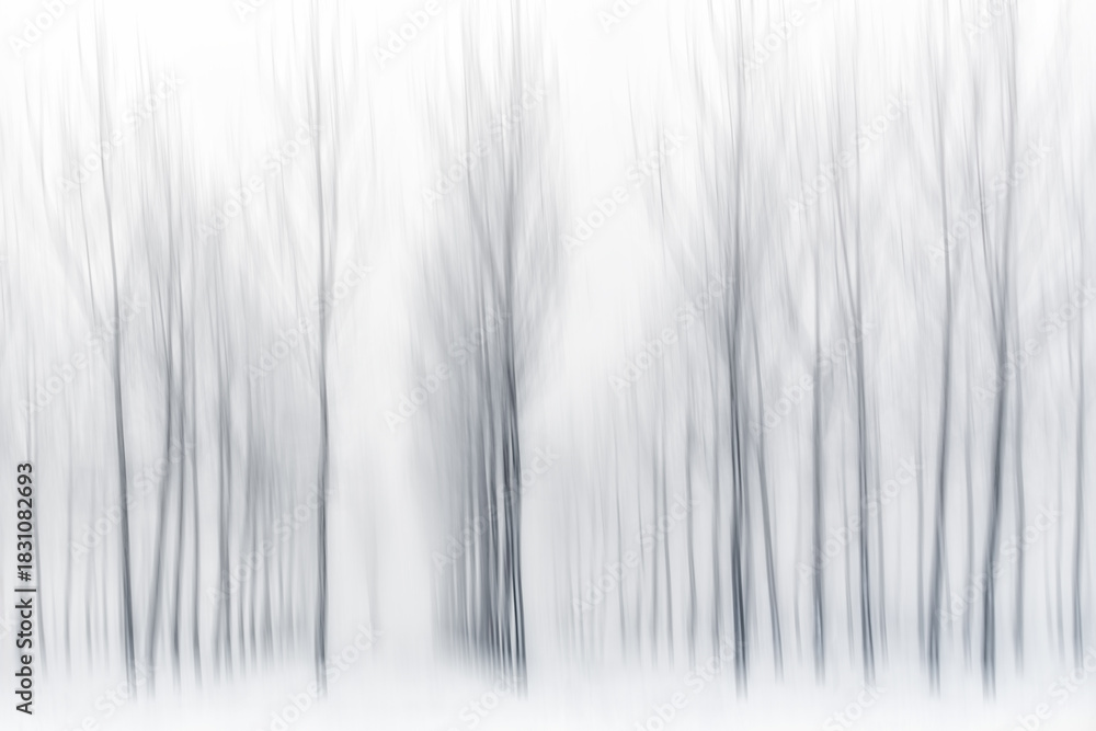 Obraz premium Ghostly winter forest with vertical motion blur