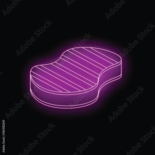 This glowing neon icon represents a car wash sponge, perfect for any car wash related design project