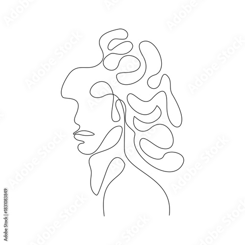 Ultra minimal abstract women continuous line art