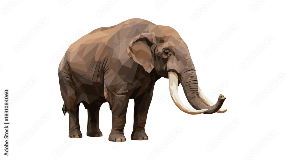 Fototapeta premium Geometric low poly elephant on white background
