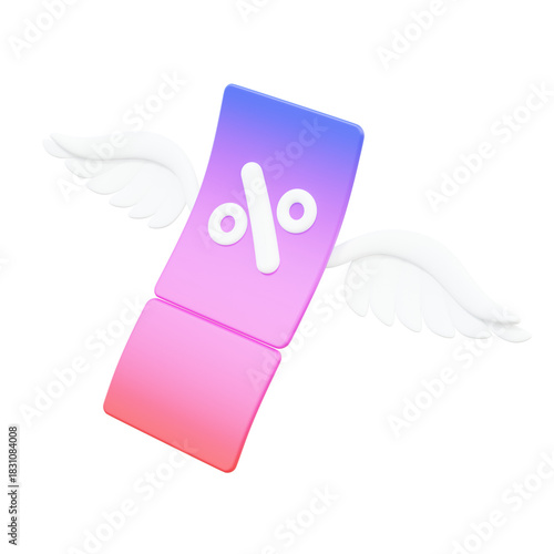 Advertising promotion shop online free delivery coupon voucher product code discount percentage isolated on transparent png background. 3d rendering illustration element