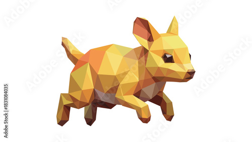 Geometric low poly yellow rabbit on a white background